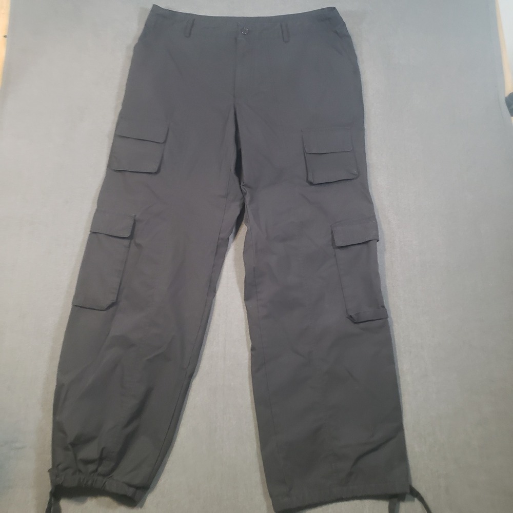 Charlotte Russe Cargo Pants Womens Large Black Utility Drawstring Ankle
